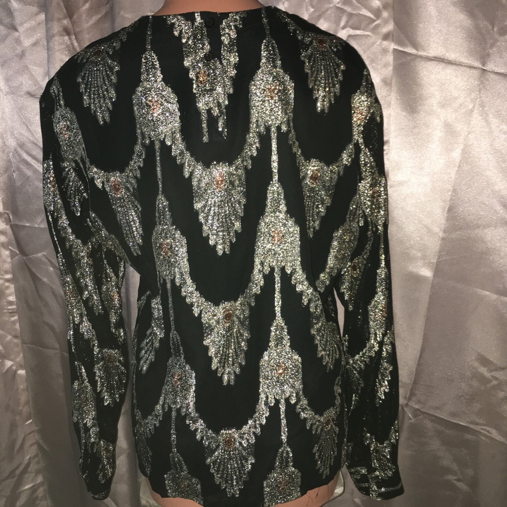 Vintage 60s Metallic steampunk Formal Evening Shirt Cocktail disco egirl Top~10 - Picture 6 of 10